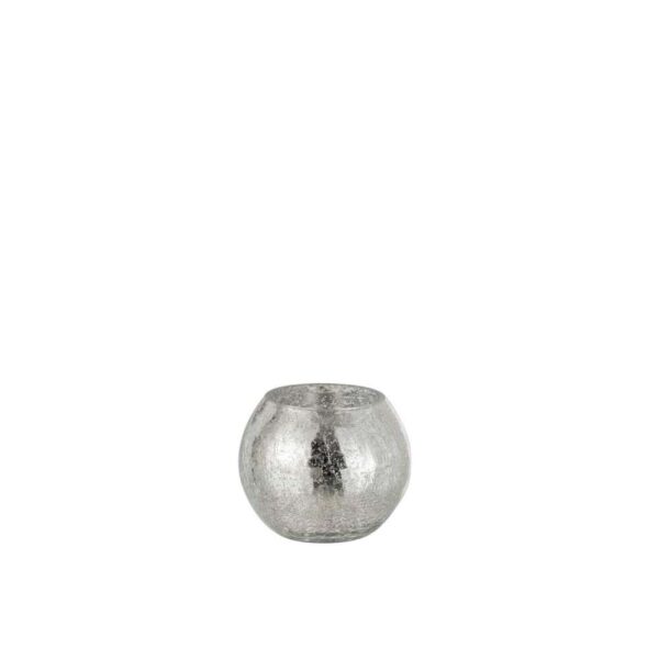 HURRICANE LIGHT BALL CRAQUELURE GLASS SILVER SMALL