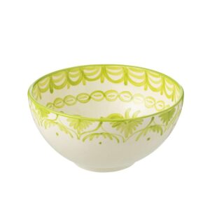 BOWL GRANADA HIGH CERAMIC WHITE/GREEN LARGE