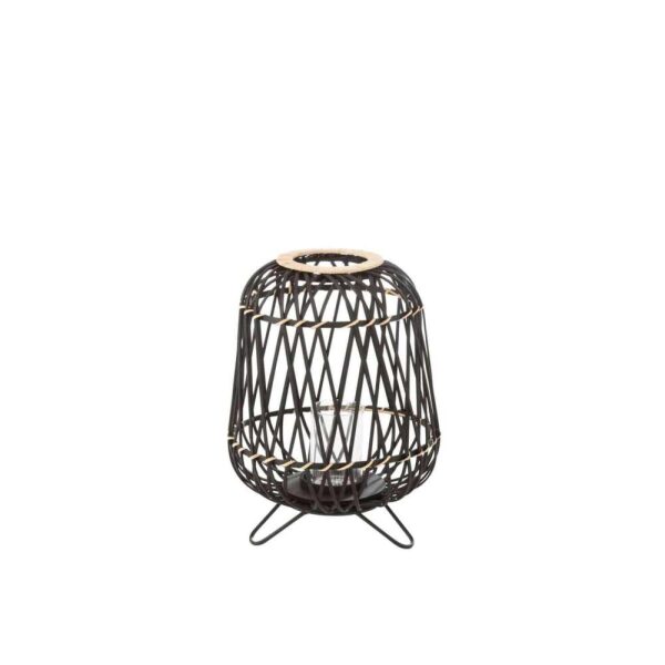 LANTERN ON FOOT BAMBOO BLACK/NATURAL SMALL