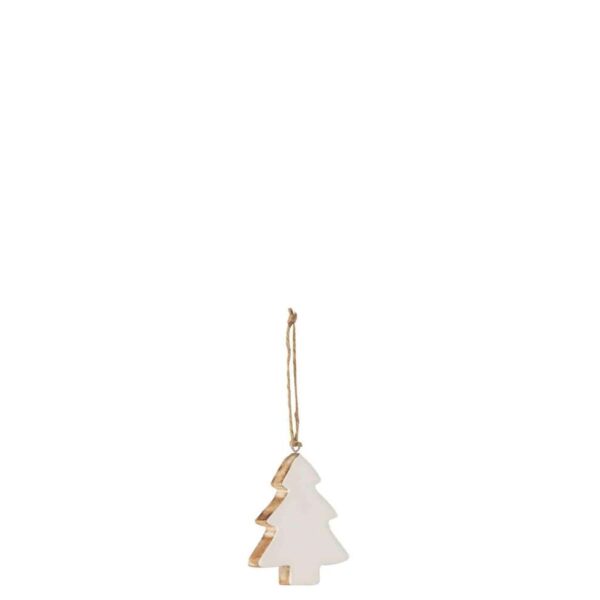 HANGER CHRISTMAS TREE MANGO WOOD WHITE SMALL