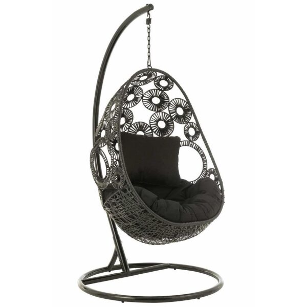 HANGING CHAIR+CUSHIONS BULA METAL/REED BLACK