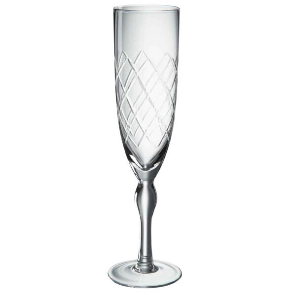 FLUTE-GLASS ENGRAVED GLASS TRANSPARENT 6x25CM
