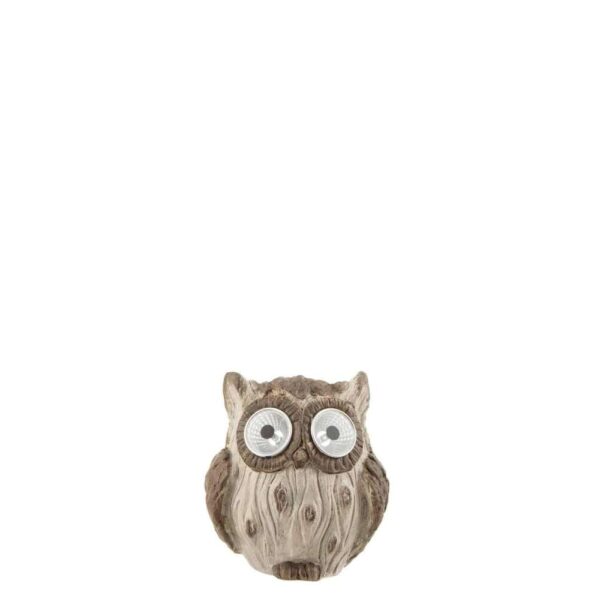 OWL SOLAR CERAMIC BROWN SMALL