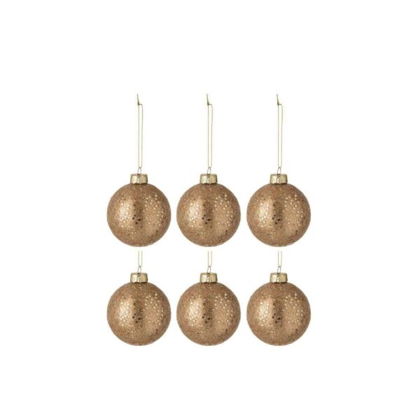 BOX OF 6 CHRISTMAS BAUBLES STARS GLASS BRONZE SMALL
