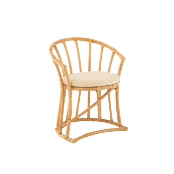 CHAIR+CUSHION RATTAN/TEXTILE NATURAL/WHITE