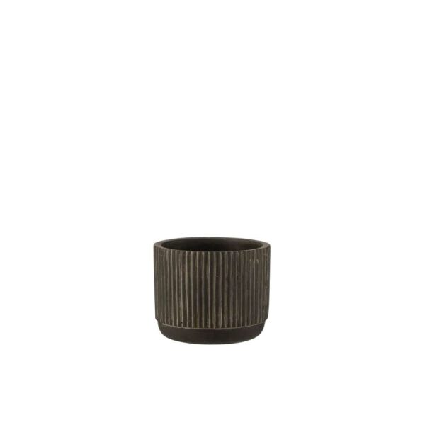 FLOWERPOT LINE CERAMIC BLACK/BROWN SMALL