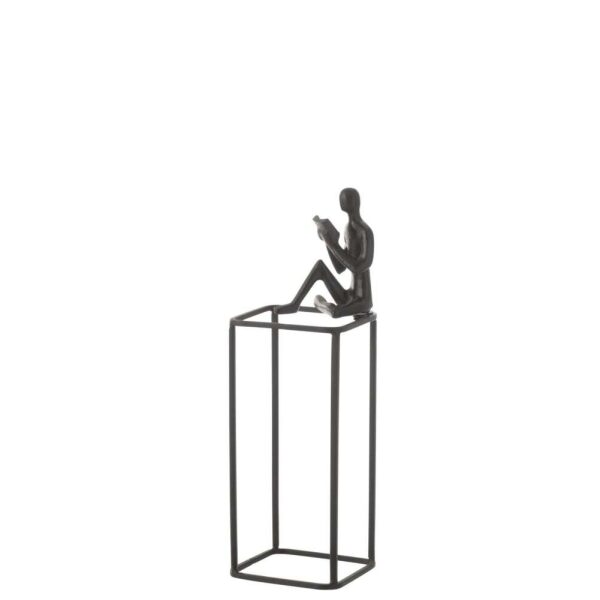 FIGURE BOOK ON CUBE ALUMINIUM BLACK