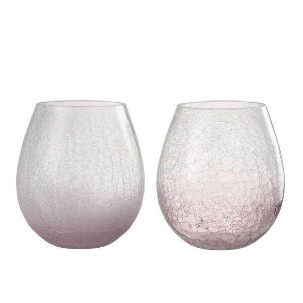 HURRICANE EGG SHAPE CRAQUELURE GLASS PURPLE SMALL ASSORTMENT OF 2