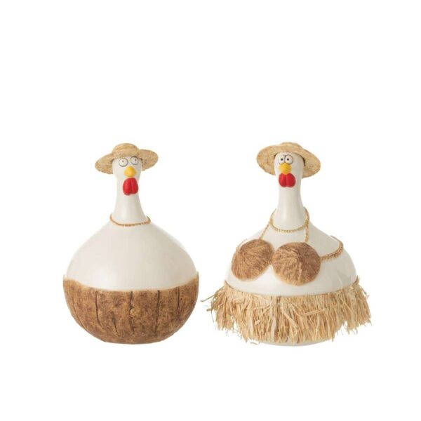 CHICKEN COCONUT CERAMIC WHITE/NATURAL LARGE ASSORTMENT OF 2