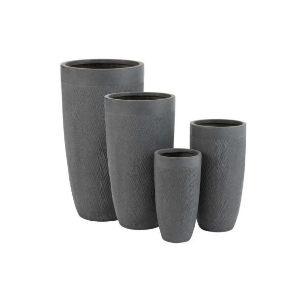 SET OF 4 VASES ROUND HIGH CLAY GREY