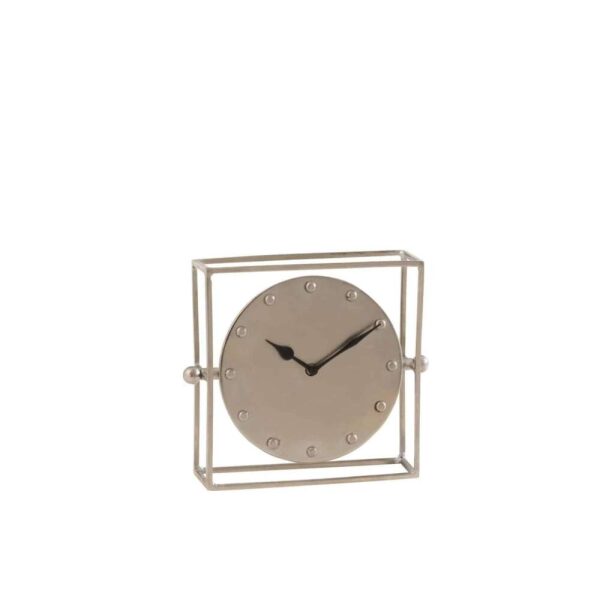 CLOCK SQUARE FLOATING IRON SILVER SMALL