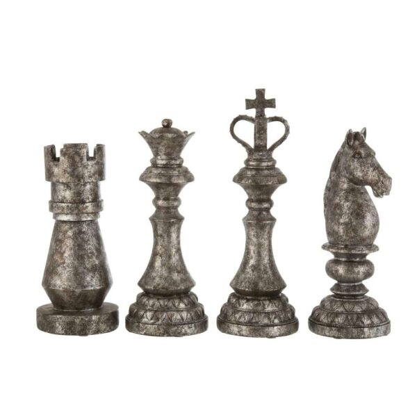 CHESS PIECE POLY DARK GREY ASSORTMENT OF 4