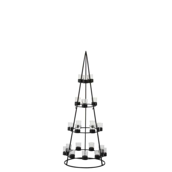 TREE 21 TEA LIGHT HOLDERS METAL/GLASS BLACK