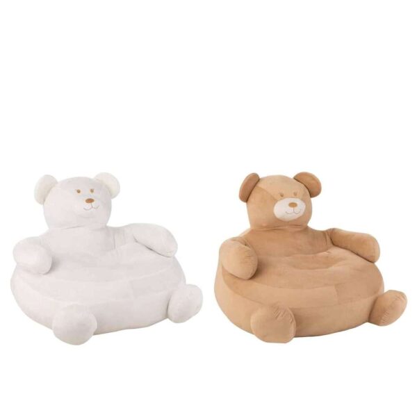 SET OF 2 SEAT BEAR PLUSH WHITE/BEIGE
