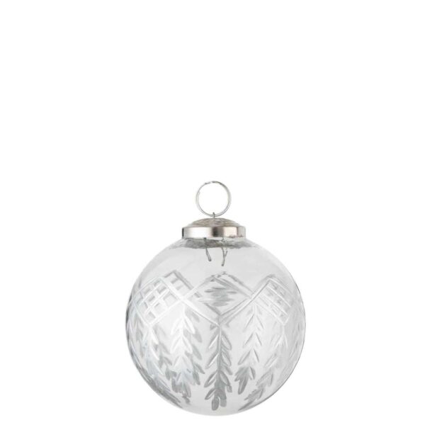 CHRISTMAS BAUBLE CHLOE GLASS TRANSPARENT/SILVER SMALL