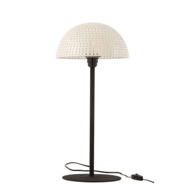 TABLE LAMP MUSHROOM DOTS METAL SHINING WHITE/BLACK LARGE