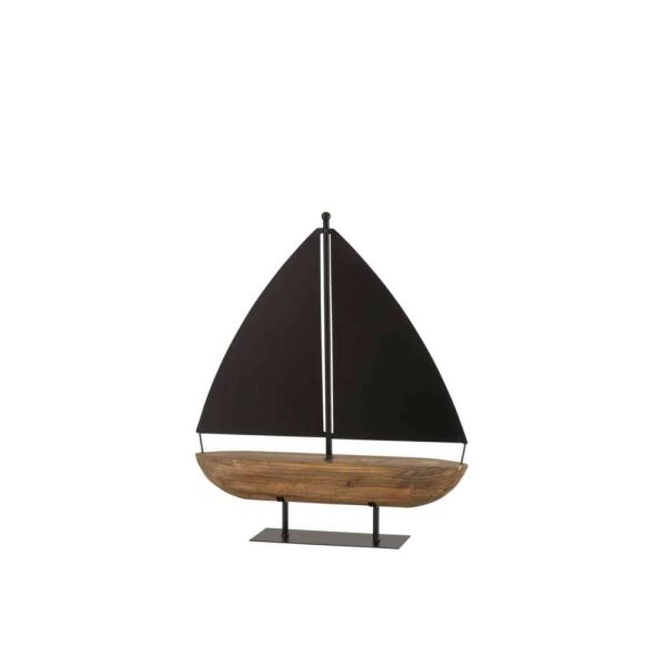 SAILING BOAT WOOD/METAL BLACK/BROWN LARGE