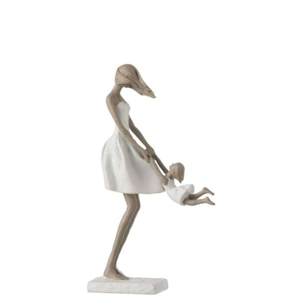 MOTHER PLAYING WITH DAUGHTER POLY WHITE/TAUPE