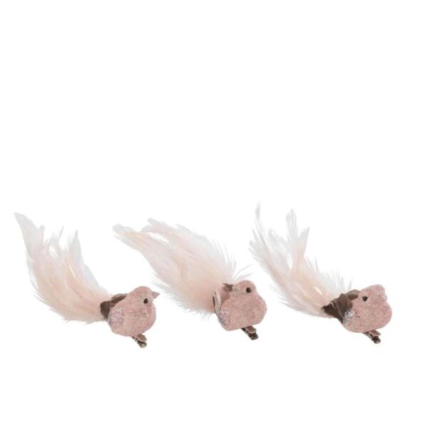 BIRD+CLIP GLITTER LIGHT PINK ASSORTMENT OF 3