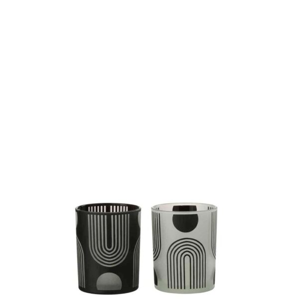 HURRICANE NORDIC GLASS MATT BLACK/WHITE MEDIUM ASSORTMENT OF 2