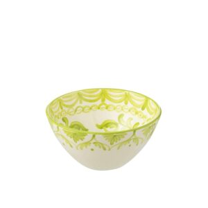 BOWL GRANADA HIGH CERAMIC WHITE/GREEN MEDIUM