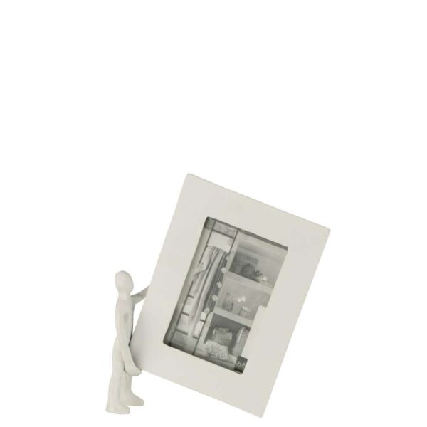 FIGURE WITH PHOTOFRAME ALUMINIUM WHITE SMALL