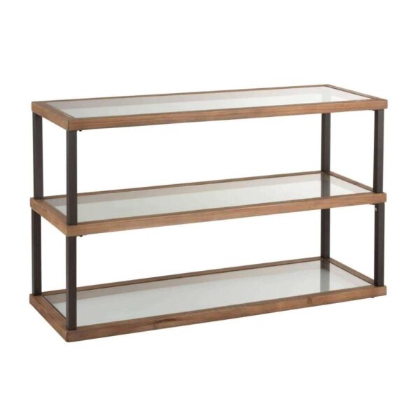 CONSOLE 3 LEVELS GLASS/WOOD BROWN
