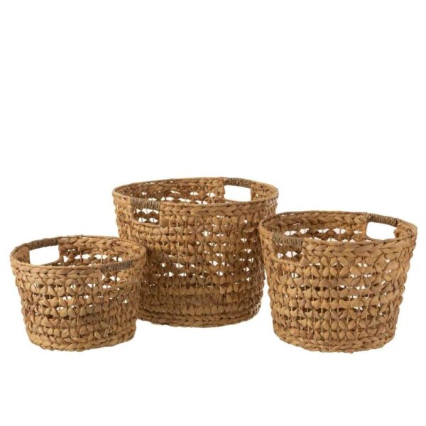 SET OF 3 BASKETS WATER HYACINTH NATURAL