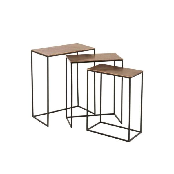 SET OF 3 SIDE TABLES RECTANGULAR ALUMINIUM RUST