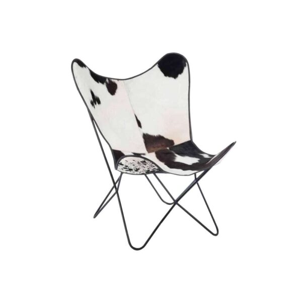 LOUNGE CHAIR COWHIDE/METAL WHITE/BLACK
