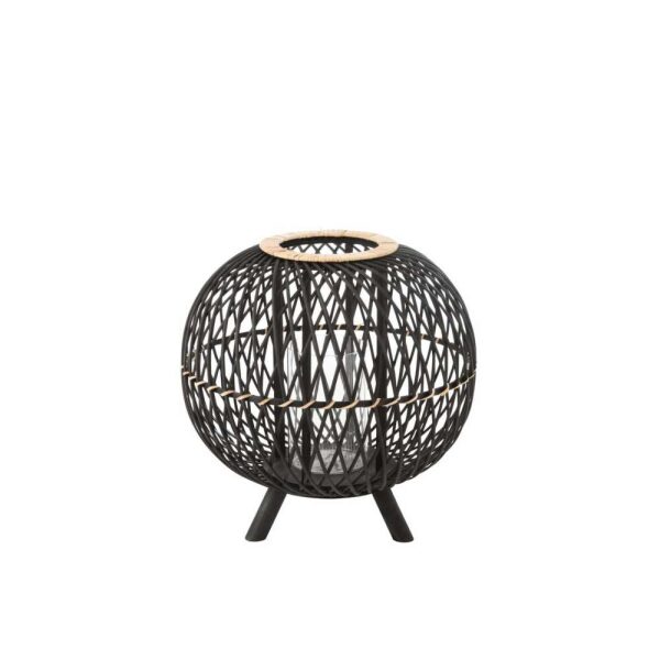 LANTERN BALL ON FOOT BAMBOO BLACK/NATURAL LARGE