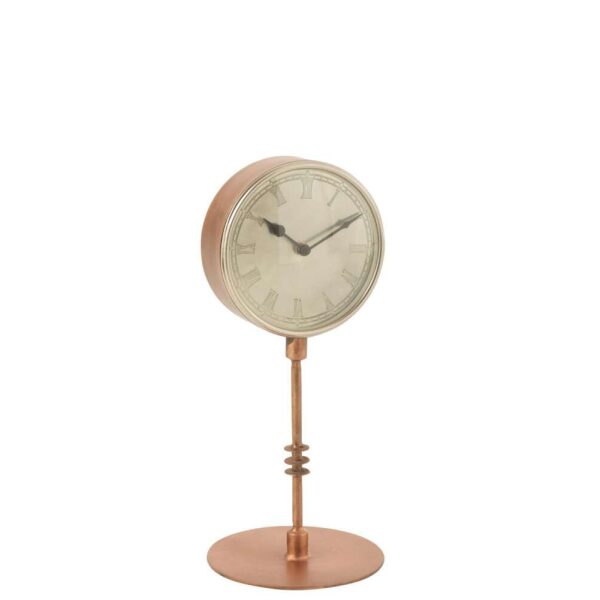 CLOCK ON FOOT ANTIQUE METAL COPPER SMALL