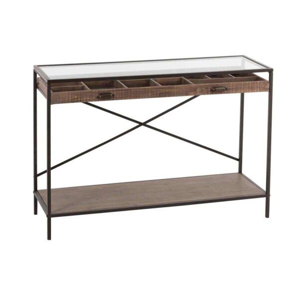 CONSOLE DRAWER DIVIDE WOOD/METAL BROWN