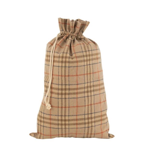 BAG CHRISTMAS CHECKERED TEXTILE BEIGE/BROWN LARGE