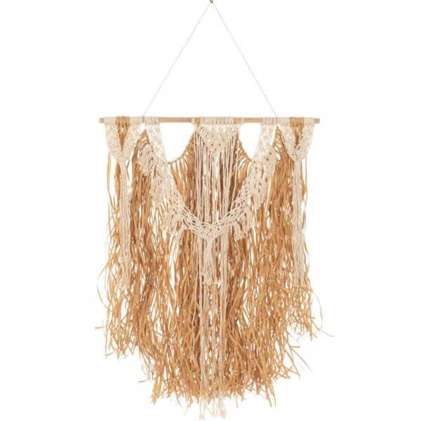WALL DECORATION MACRAME COTTON ECRU RAFFIA NATURAL