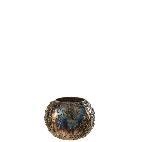 TEALIGHTHOLDER LISE GLASS BROWN/GOLD SMALL