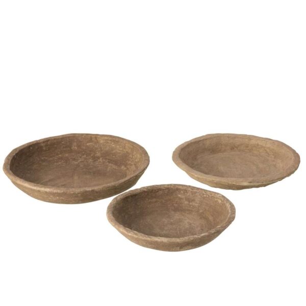 SET OF 3 BOWLS CHAD PAPIER MACHE BROWN