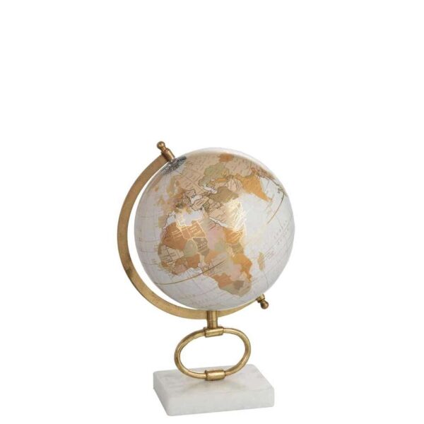 GLOBE ON FOOT MARBLE WHITE/METAL GOLD MEDIUM