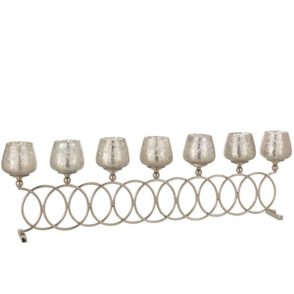 TEALIGHT HOLDER 8 RINGS CRAQUELURE GLASS NICKEL