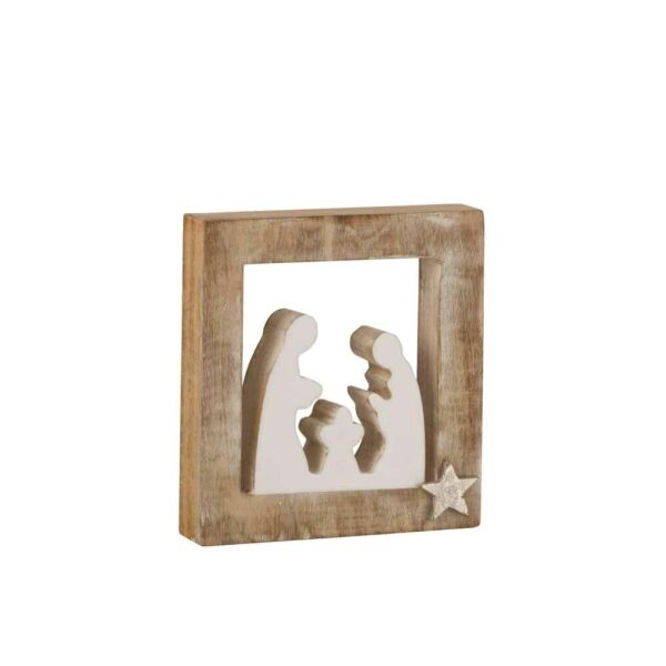 NATIVITY SCENE SIMPLE MANGO WOOD WHITE/WHITE WASH LARGE