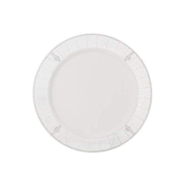 PLATE ANTIQUE METAL/GLASS WHITE