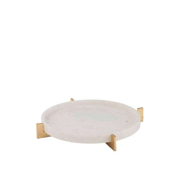 MARBLE TRAY METAL BASE GREY/CHAMPAGNE