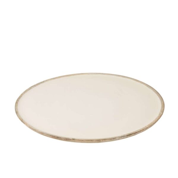 DISH ROUND MANGO WOOD WHITEWASH WHITE