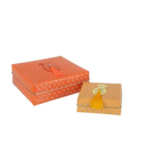SET OF 2 NESTED BOXES KURT METAL ORANGE