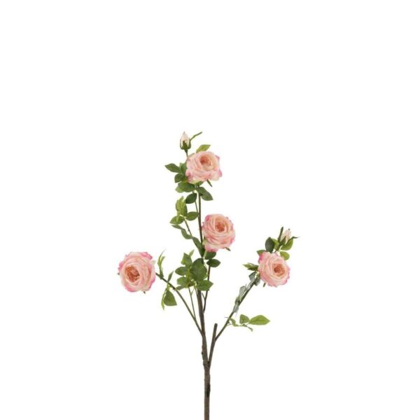 ROSE 4PARTS+LEAVES PLASTIC PINK