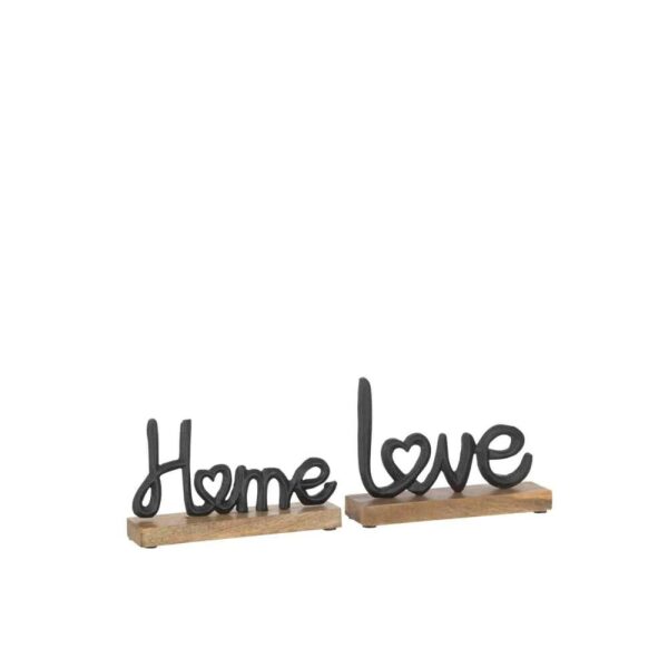 LETTERS LOVE/HOME ON BASE WOOD ALUMINIUM BLACK LARGE ASSORTMENT OF 2