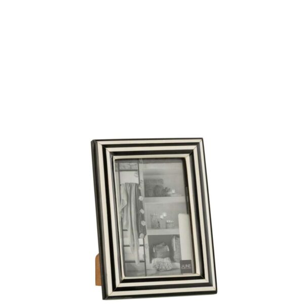 PHOTOFRAME RECTANGLE LINES RESIN BLACK/WHITE SMALL