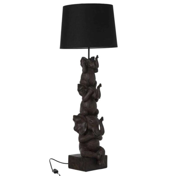 LAMP 3 ELEPHANTS POLYRESIN BROWN