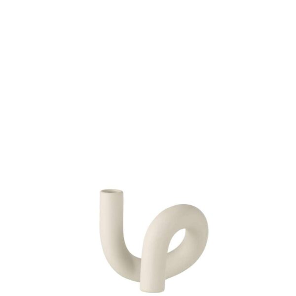 CANDLE HOLDER TORSION 1 CANDLE CERAMIC WHITE