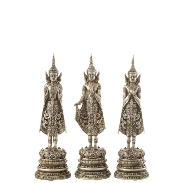 BUDDAH STANDING POLY SILVER ASSORTMENT OF 3